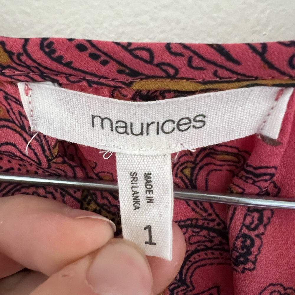 Maurices Flutter Sleeve Blouse in Orange and Pink - Picture 4 of 5
